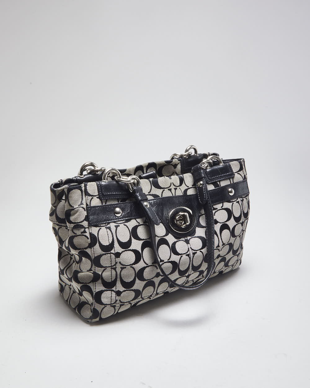 Coach Black and Grey Monogram Handbag