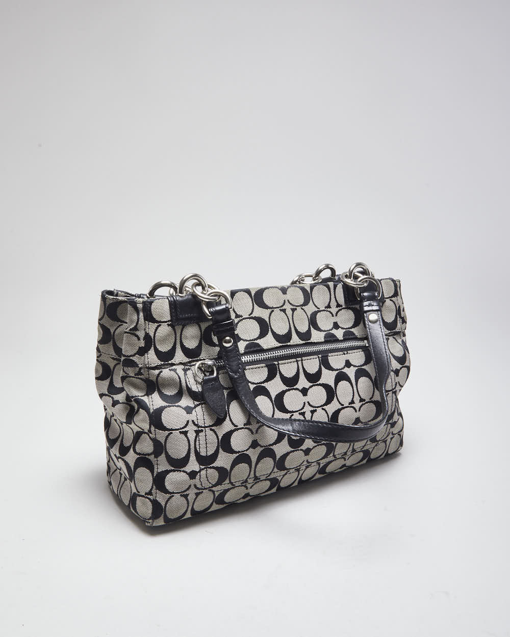 Coach Black and Grey Monogram Handbag