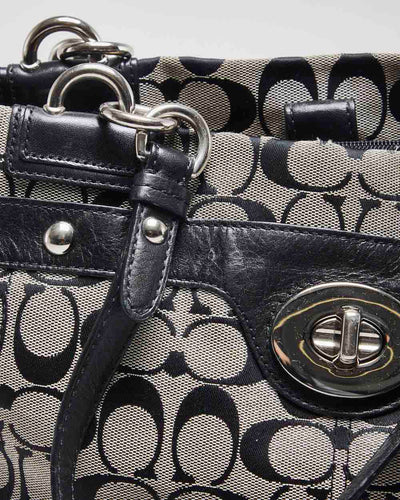 Coach Black and Grey Monogram Handbag