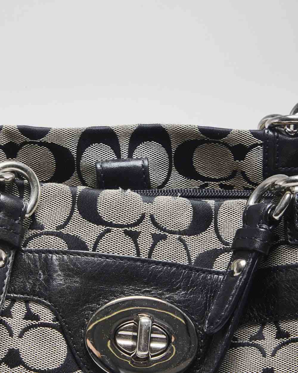 Coach Black and Grey Monogram Handbag