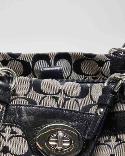 Coach Black and Grey Monogram Handbag
