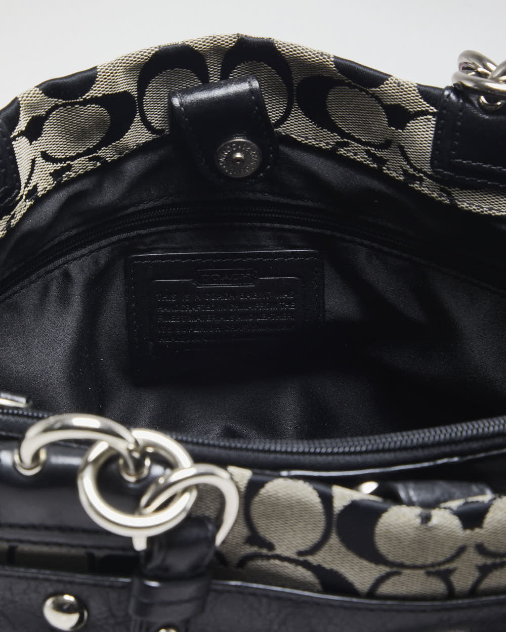 Coach Black and Grey Monogram Handbag
