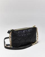 Betsey Johnson Black Leather Heart Quilted Cross-body Bag