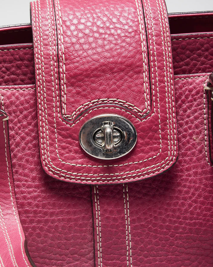 Vintage Y2k 00s Coach Pink Leather Handbag