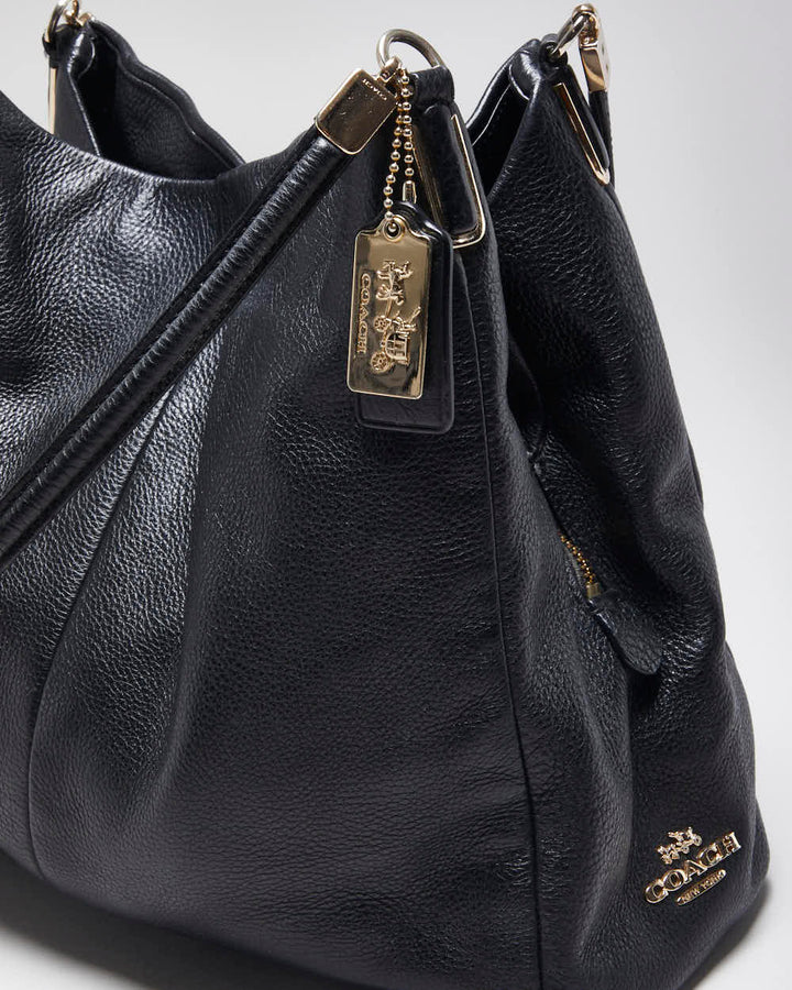 Vintage Coach Black Leather Handbag