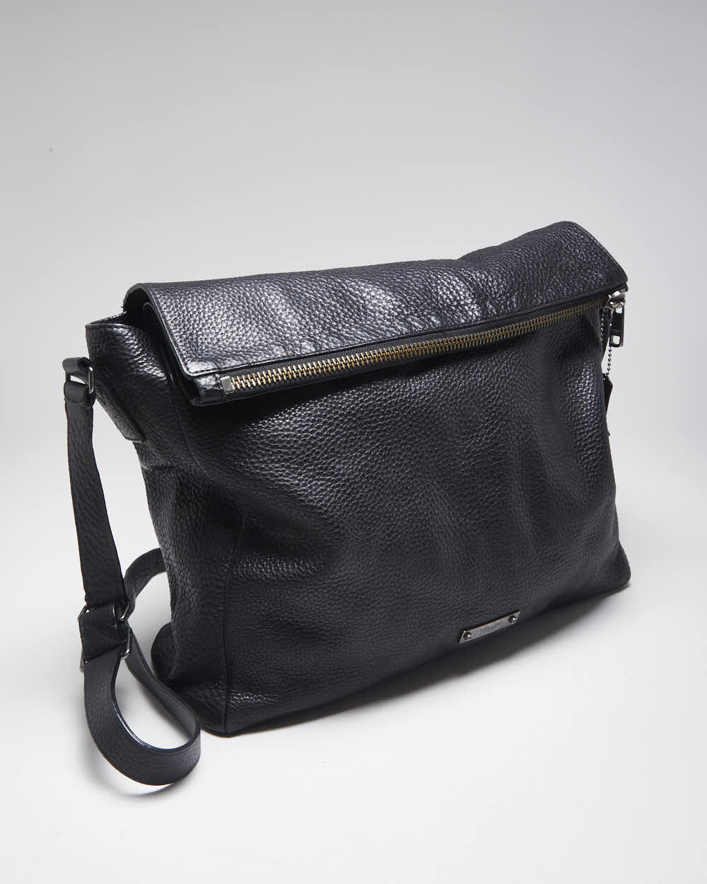 Vintage Coach Black Leather Crossbody Satchel Bag