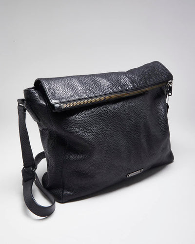 Vintage Coach Black Leather Crossbody Satchel Bag