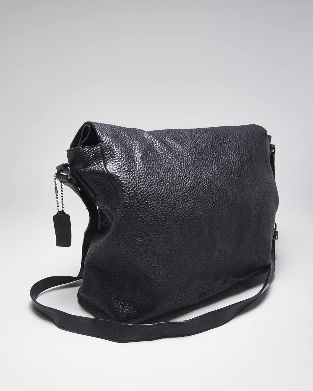 Vintage Coach Black Leather Crossbody Satchel Bag
