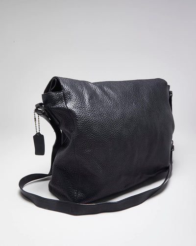 Vintage Coach Black Leather Crossbody Satchel Bag