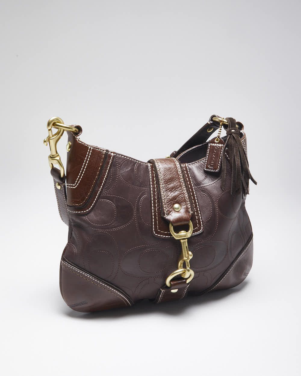 Vintage Coach Brown Monogram Leather Handbag