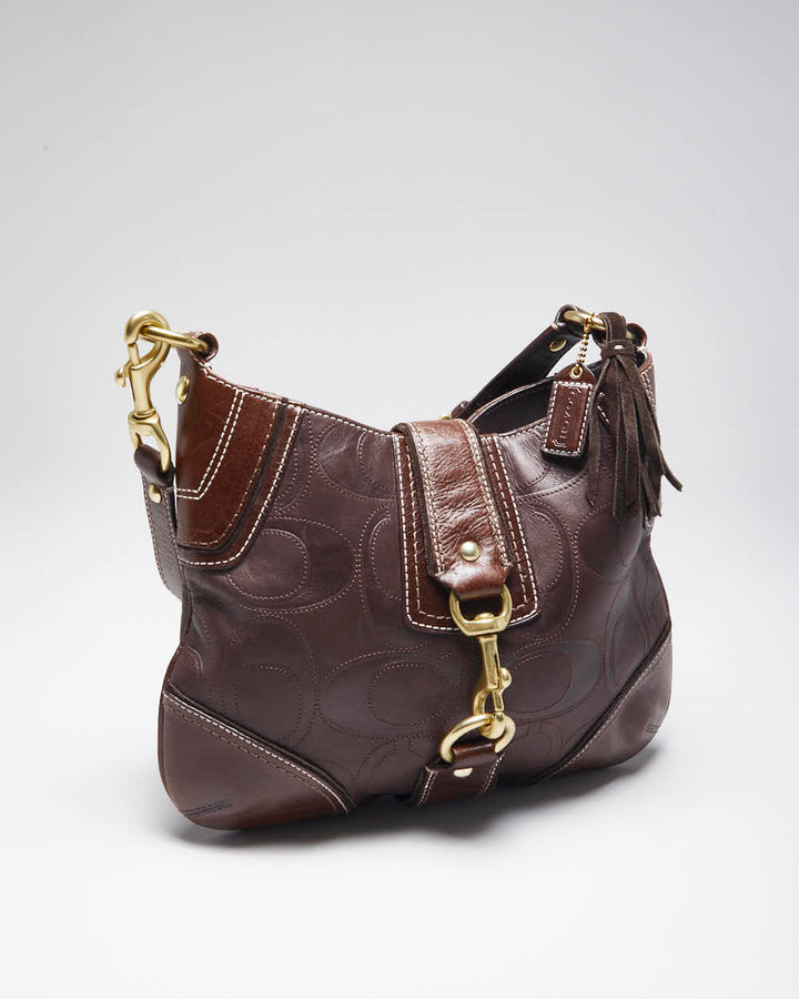 Vintage Coach Brown Monogram Leather Handbag
