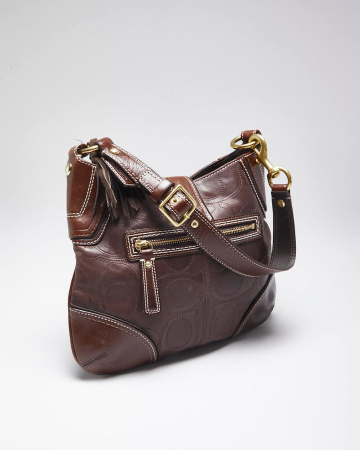 Vintage Coach Brown Monogram Leather Handbag