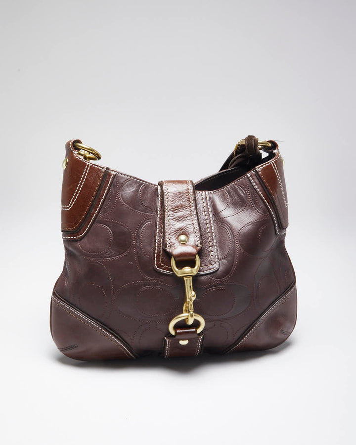 Vintage Coach Brown Monogram Leather Handbag