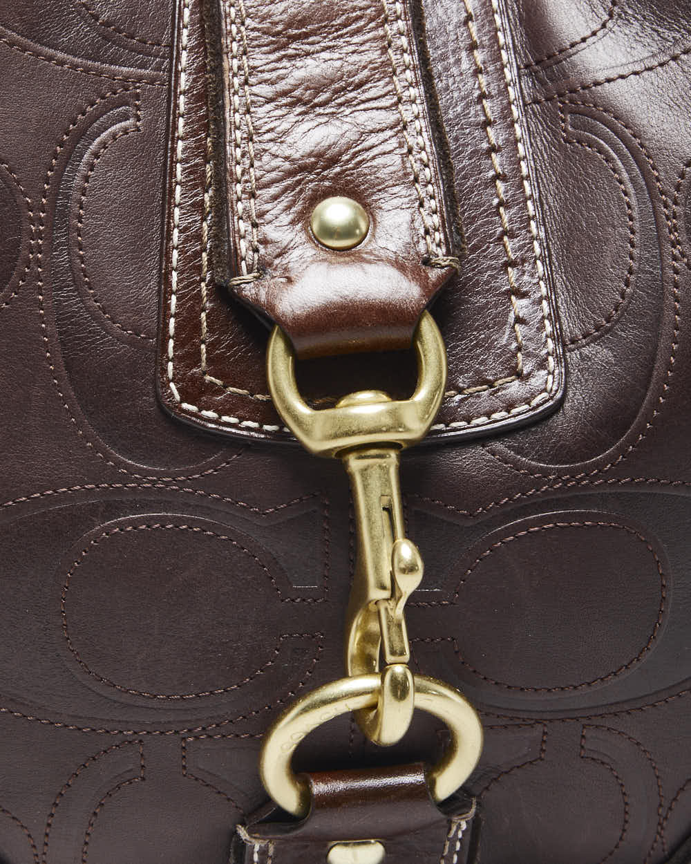 Vintage Coach Brown Monogram Leather Handbag