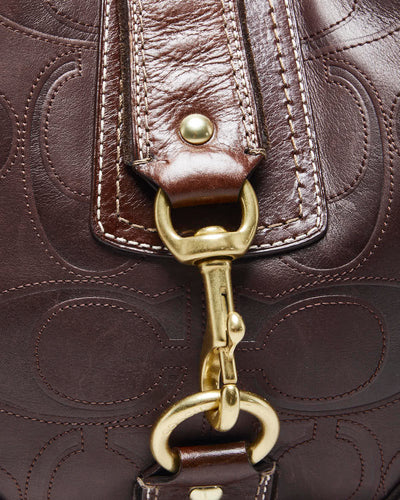 Vintage Coach Brown Monogram Leather Handbag
