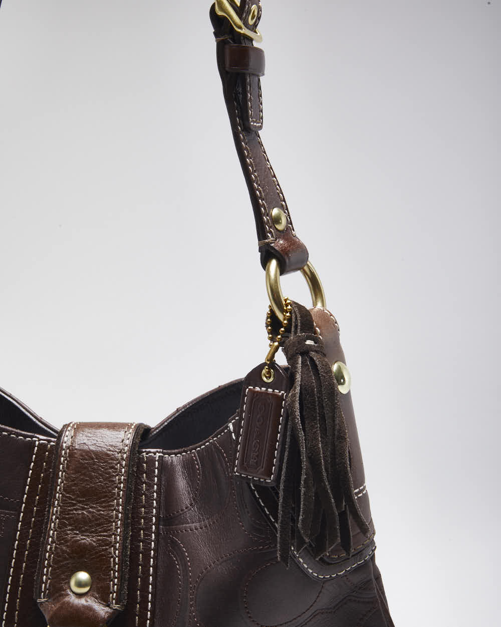 Vintage Coach Brown Monogram Leather Handbag