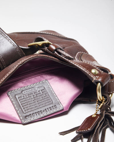 Vintage Coach Brown Monogram Leather Handbag