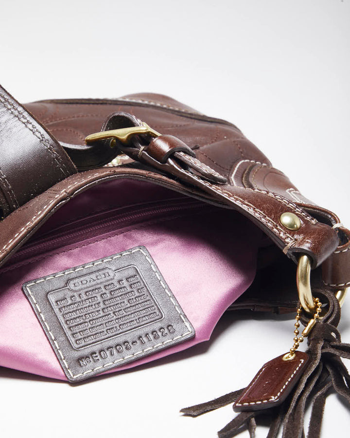 Vintage Coach Brown Monogram Leather Handbag