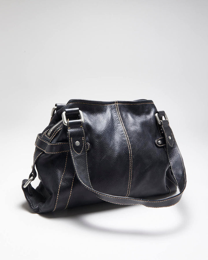 Vintage Fossil Black Leather Handbag