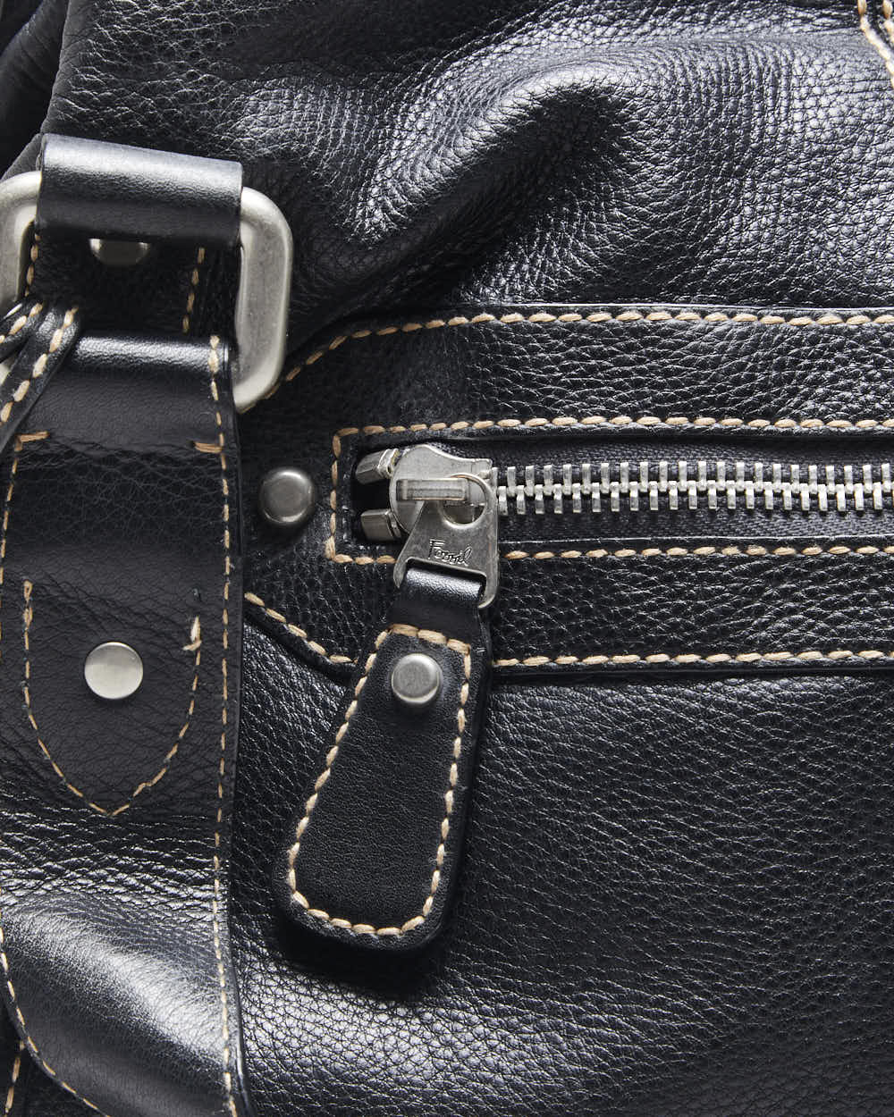 Vintage Fossil Black Leather Handbag