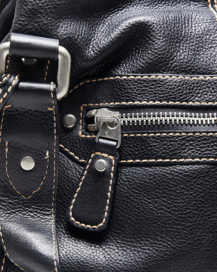 Vintage Fossil Black Leather Handbag