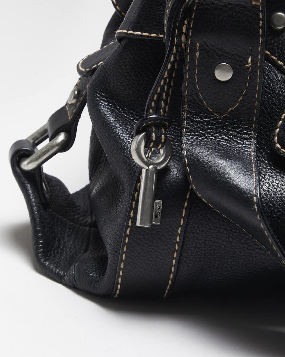 Vintage Fossil Black Leather Handbag