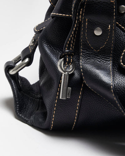 Vintage Fossil Black Leather Handbag