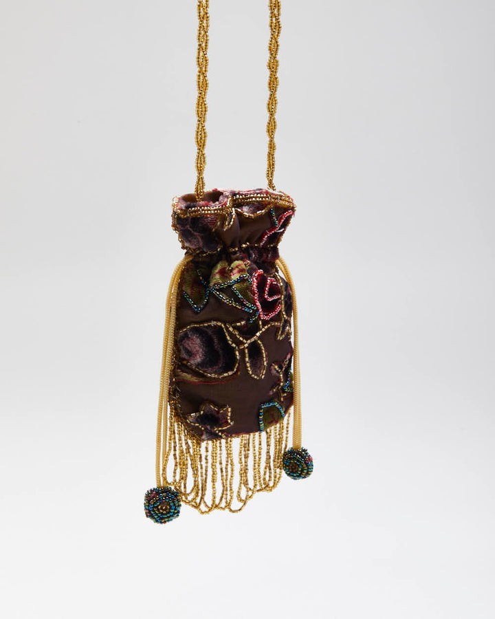 Vintage Velvet Beaded Cross-Body Bag