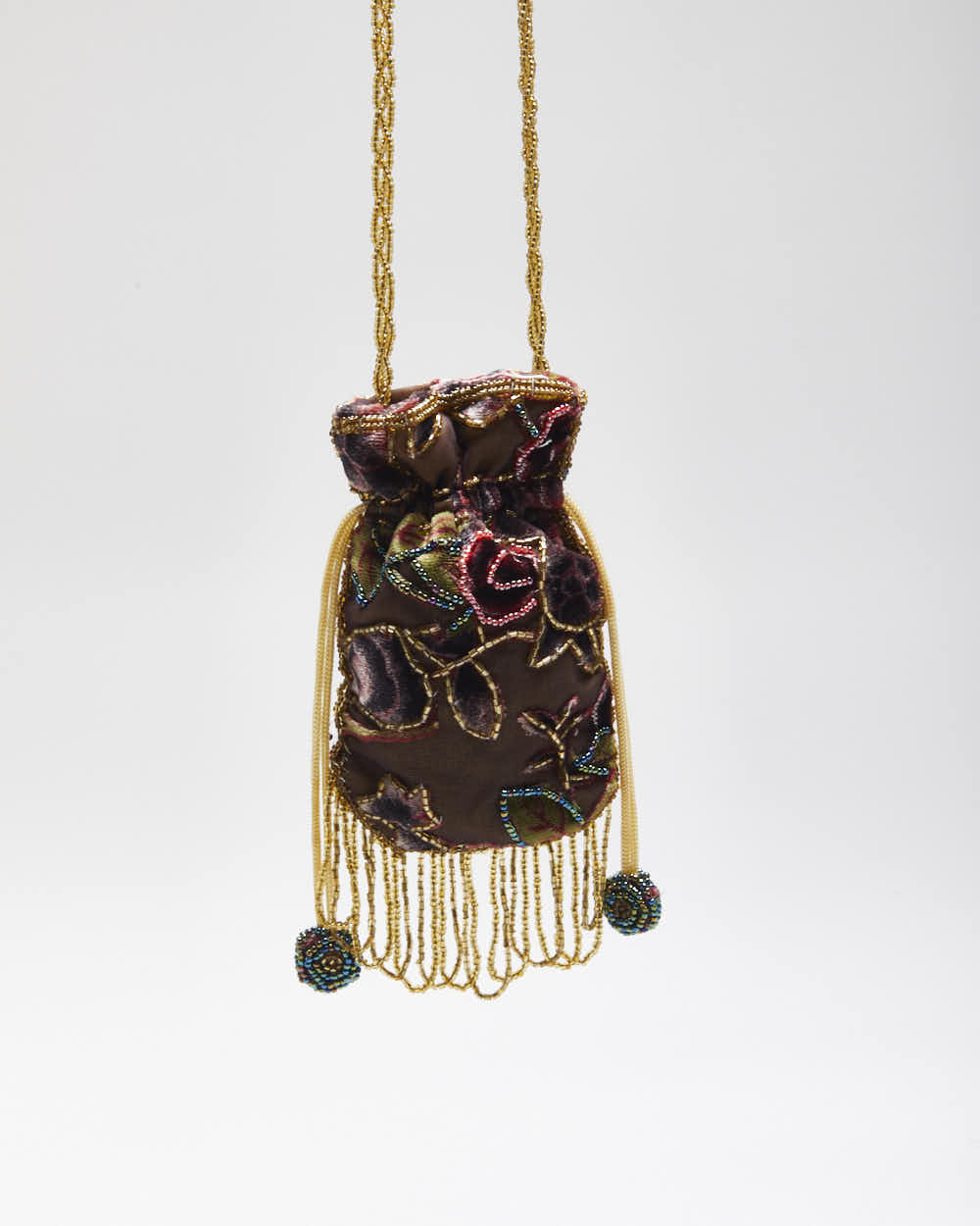 Vintage Velvet Beaded Cross-Body Bag