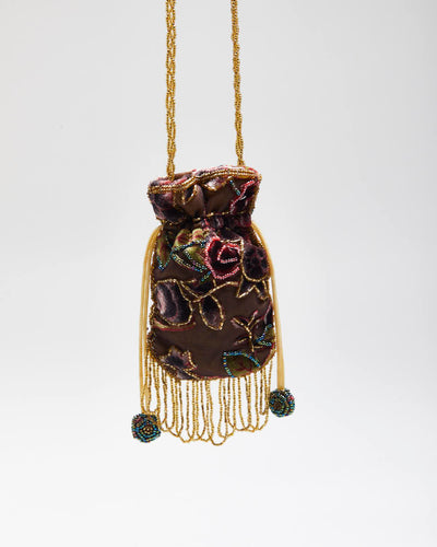 Vintage Velvet Beaded Cross-Body Bag
