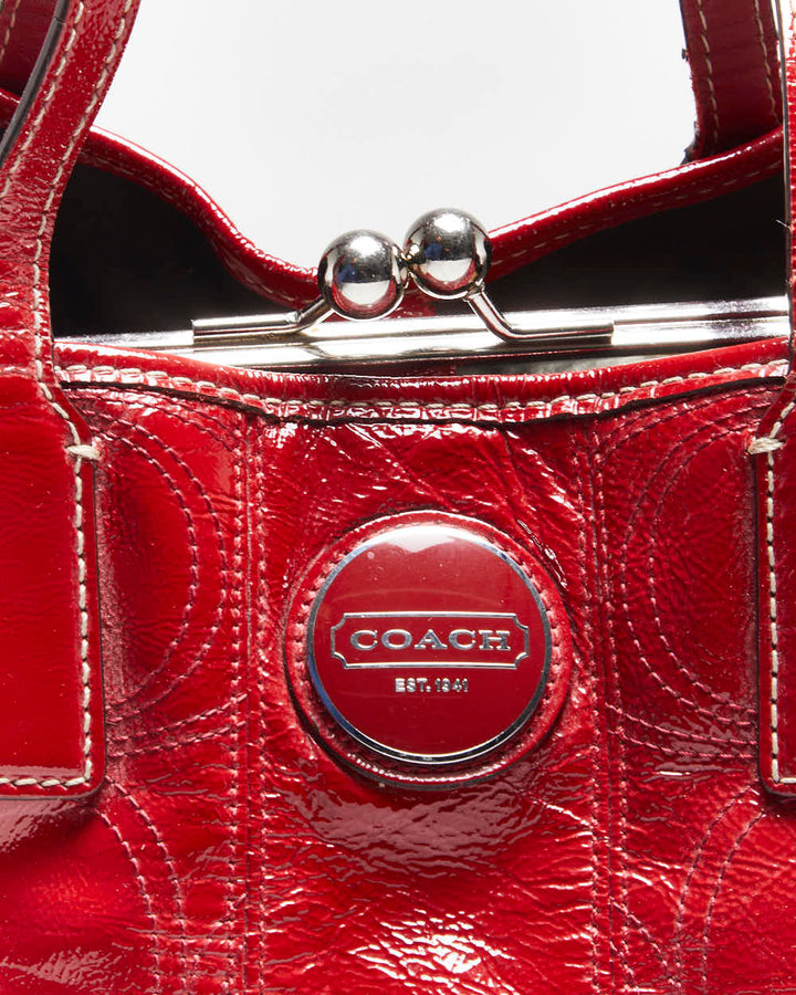 Vintage Y2k 00s Coach Patent Red Handbag