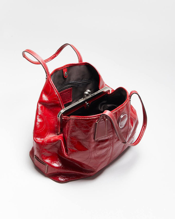 Vintage Y2k 00s Coach Patent Red Handbag