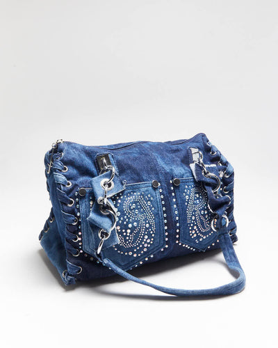 Vintage Y2k 00s Temptation Denim Rhinestone Handbag