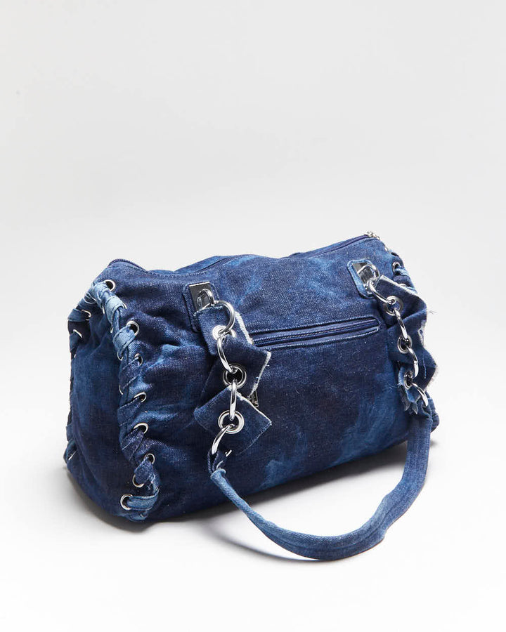 Vintage Y2k 00s Temptation Denim Rhinestone Handbag