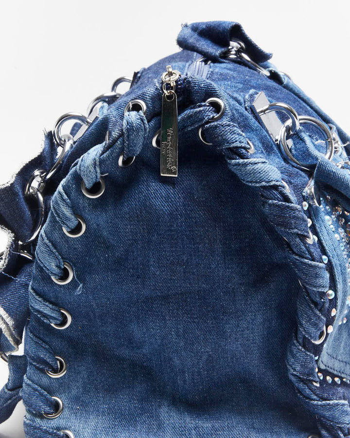 Vintage Y2k 00s Temptation Denim Rhinestone Handbag