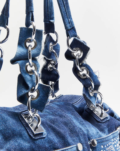 Vintage Y2k 00s Temptation Denim Rhinestone Handbag