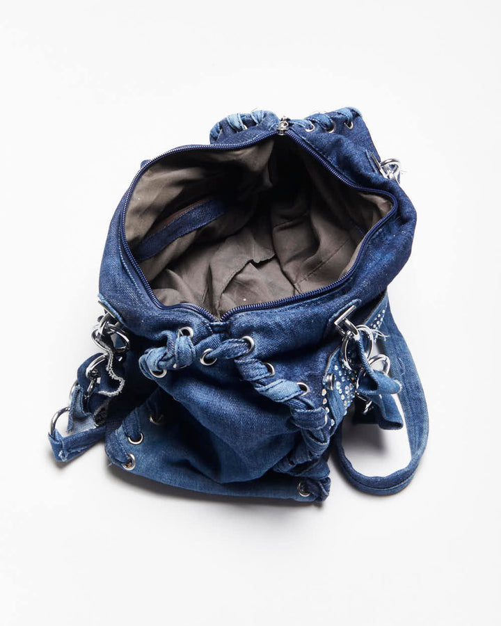 Vintage Y2k 00s Temptation Denim Rhinestone Handbag
