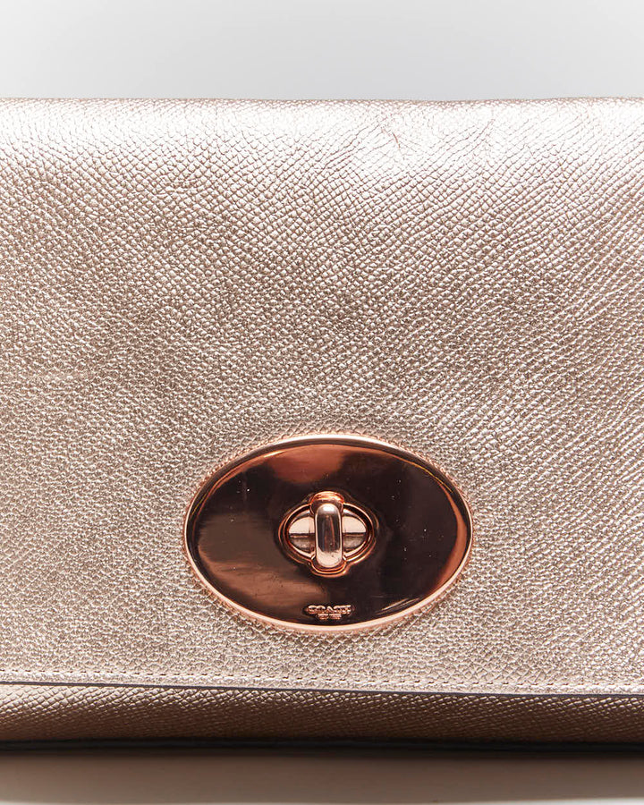 Vintage Coach Rose Gold Leather Shoulder Bag