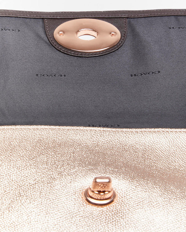 Vintage Coach Rose Gold Leather Shoulder Bag