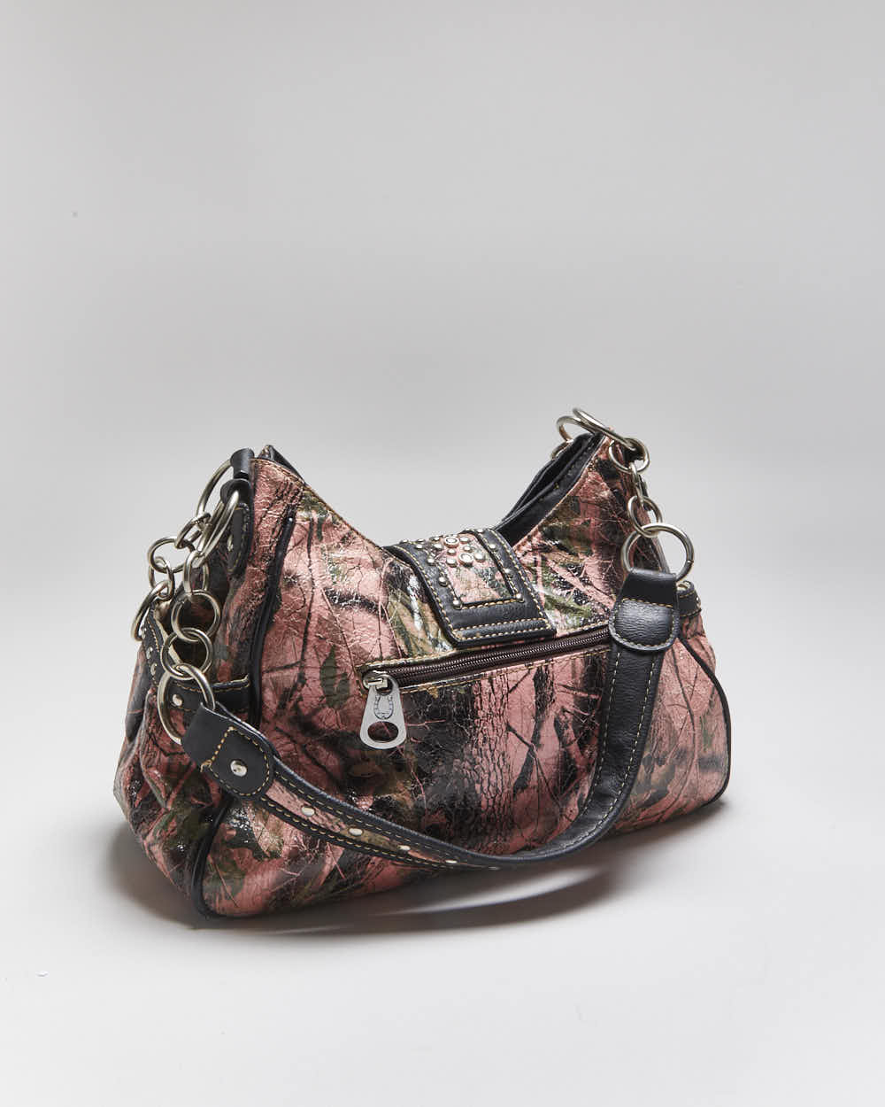 Vintage Y2k 00s Pink Camouflage Rhinestone Handbag