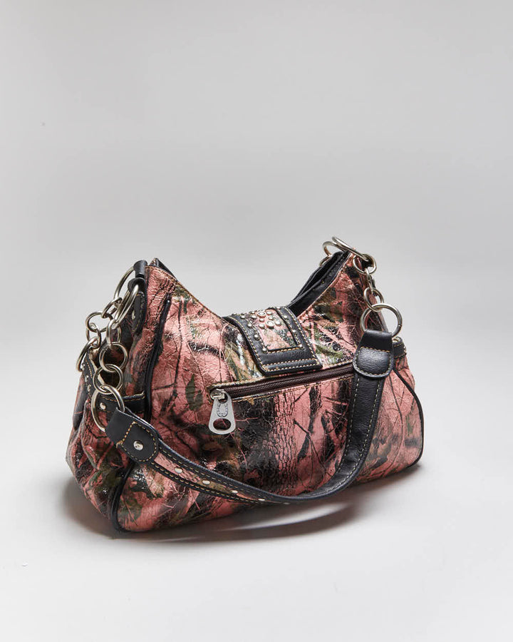 Vintage Y2k 00s Pink Camouflage Rhinestone Handbag
