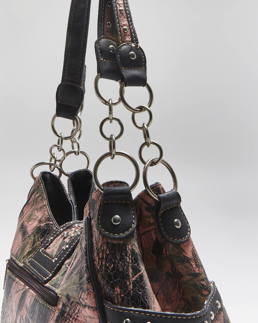 Vintage Y2k 00s Pink Camouflage Rhinestone Handbag