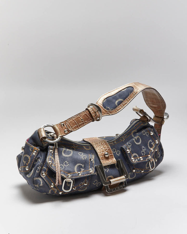 Vintage Y2k 00s Guess Studded Denim Handbag