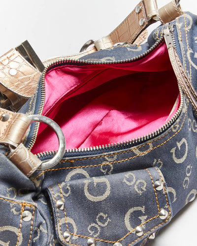 Vintage Y2k 00s Guess Studded Denim Handbag