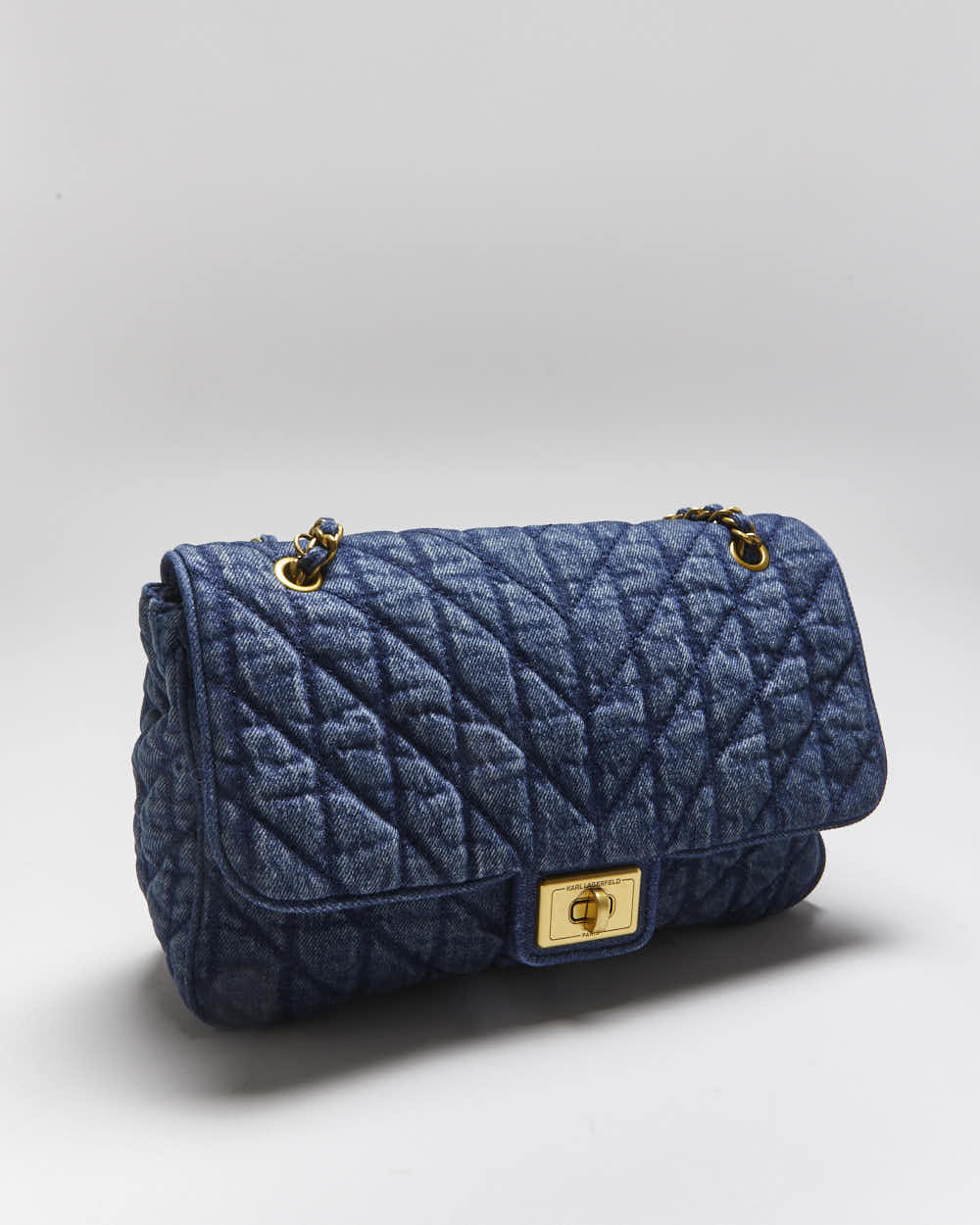 Vintage Y2k 00s Karl Lagerfeld Quilted Denim Handbag