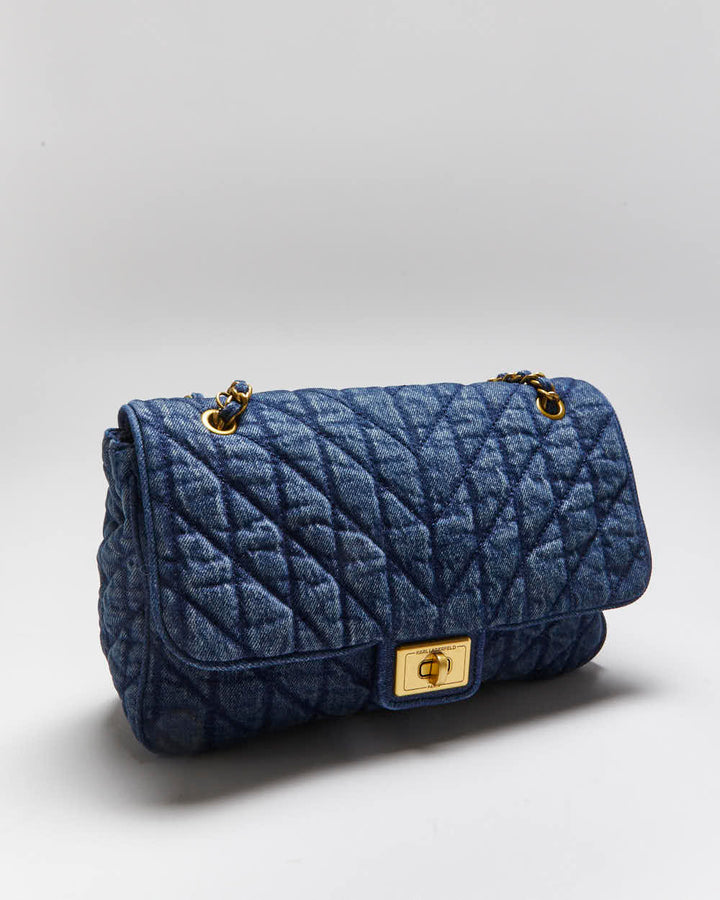 Vintage Y2k 00s Karl Lagerfeld Quilted Denim Handbag