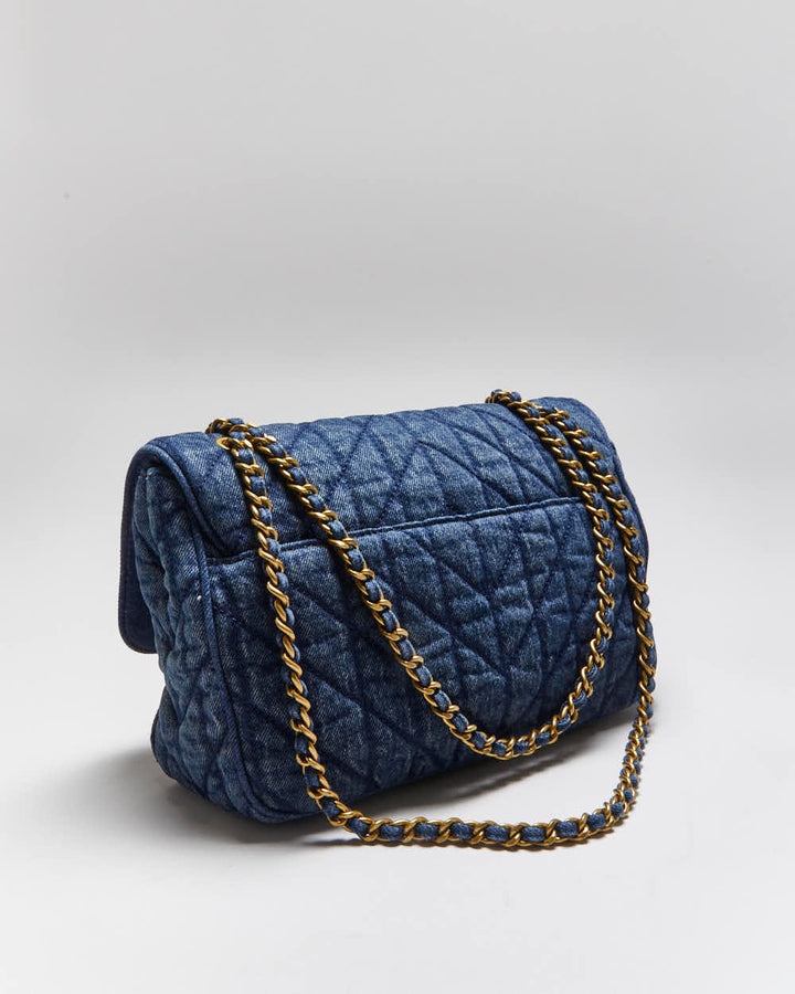 Vintage Y2k 00s Karl Lagerfeld Quilted Denim Handbag