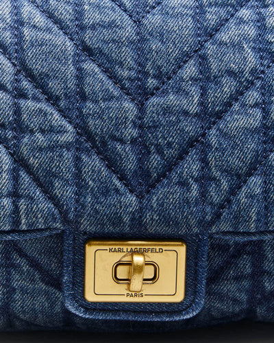 Vintage Y2k 00s Karl Lagerfeld Quilted Denim Handbag