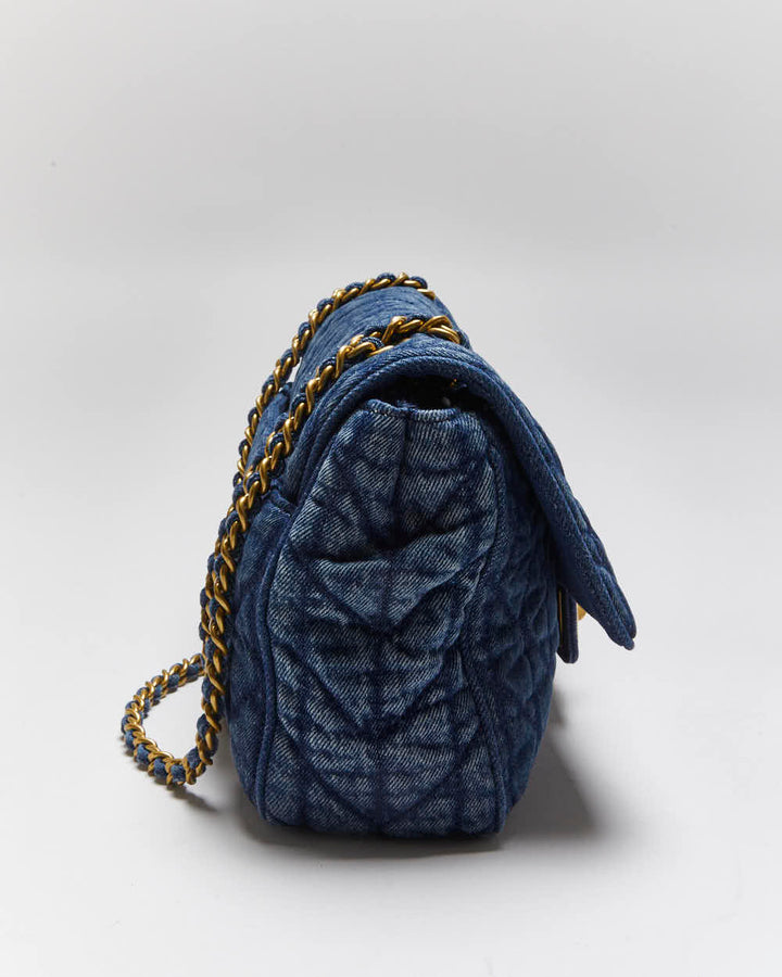 Vintage Y2k 00s Karl Lagerfeld Quilted Denim Handbag