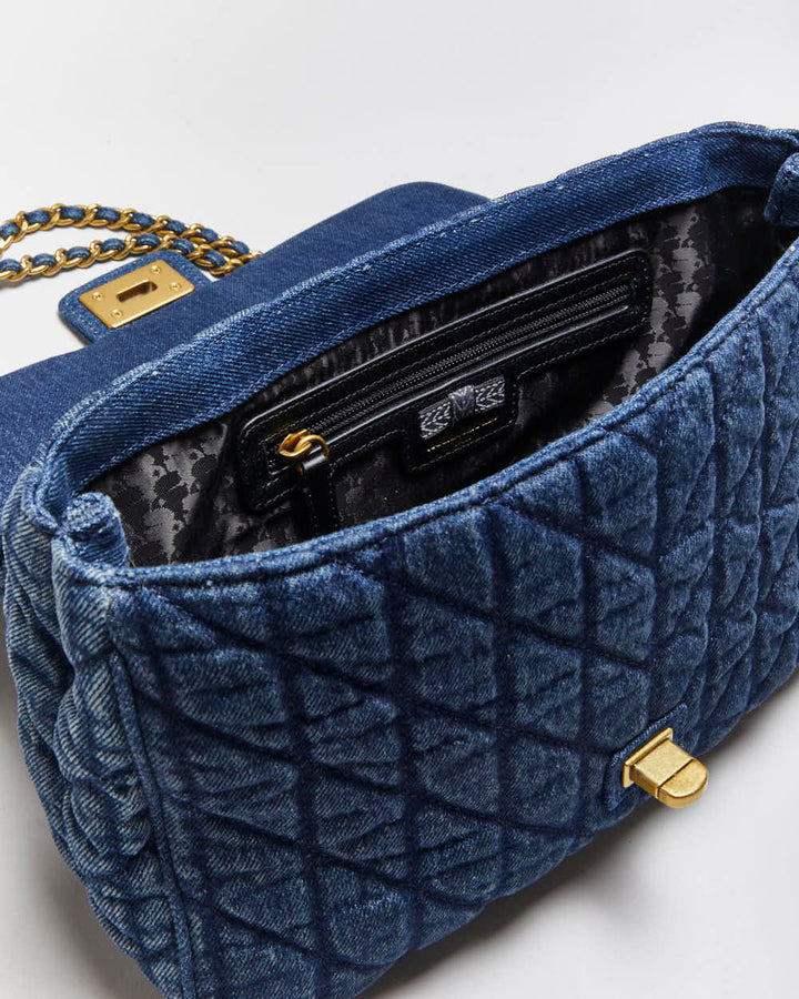 Vintage Y2k 00s Karl Lagerfeld Quilted Denim Handbag